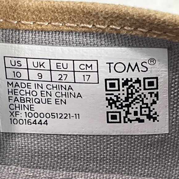 Toms Kids Boy Gray And Brown Tiny Canvas Classic Slip-On Shoes Sz 10 - Picture 9 of 9